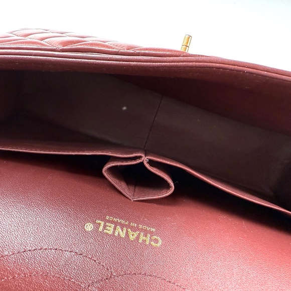 CHANEL Classic Jumbo Quilted Lambskin Tri-Color Burgundy Double Flap Bag - Picture 12 of 12